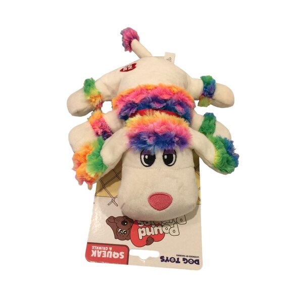 POUND PUPPIES Rainbow Squeak Crinkle 9" Plush Dog Toy - Picture 1 of 4